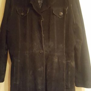 Long black ladies black suede coat